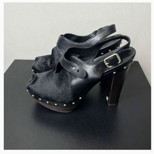 UGG Nicco Calf Hair Leather Platform  Size 7 black UGG